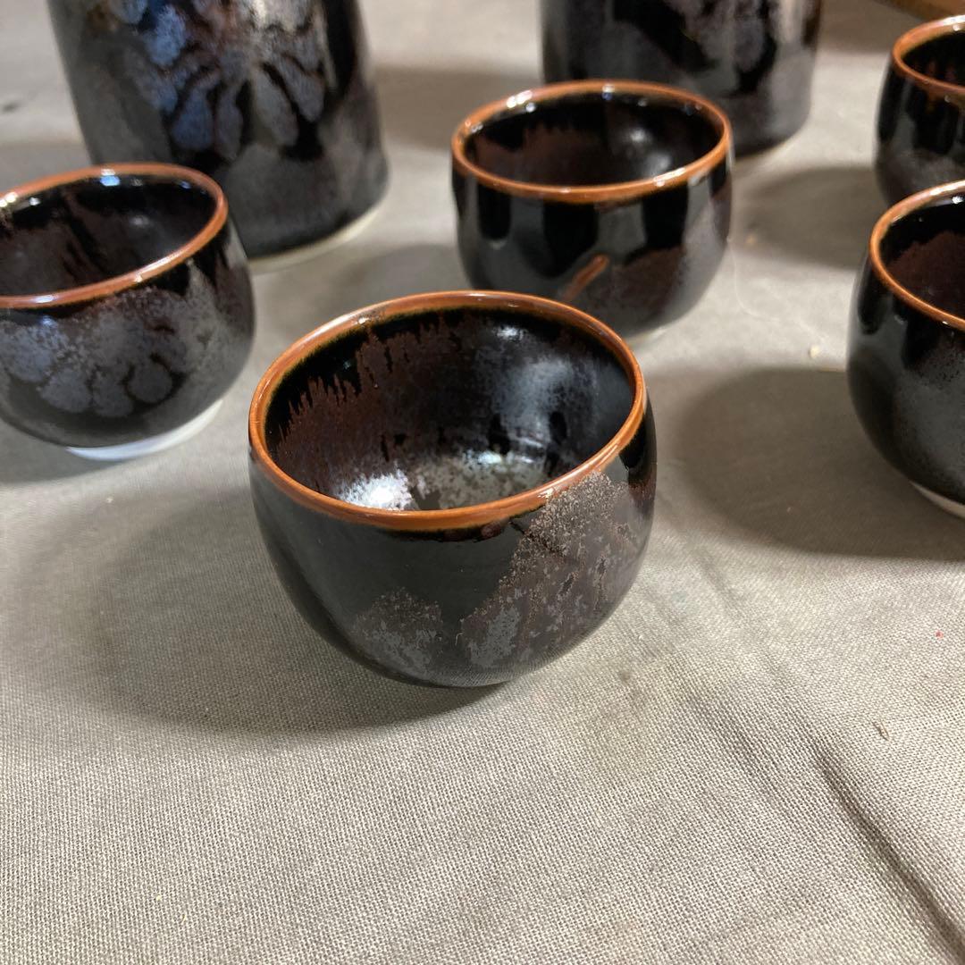 【青木龍山】文化勲章受章　日本芸術院会員　日本の名窯　青木龍山作　天目　酒器揃