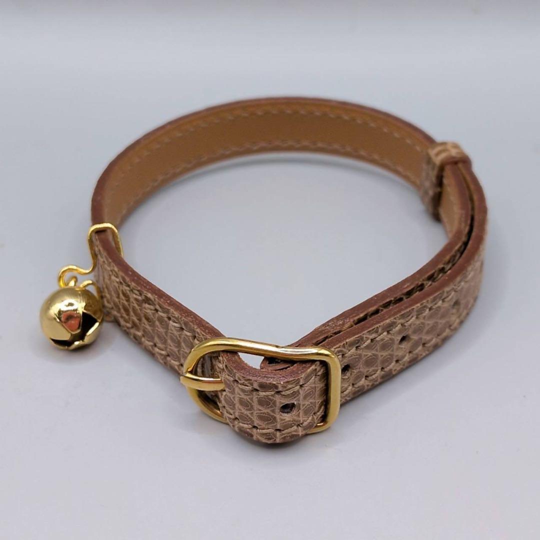 HERMES エルメス 首輪 猫 ネコ リザード レザー 鈴 ペット