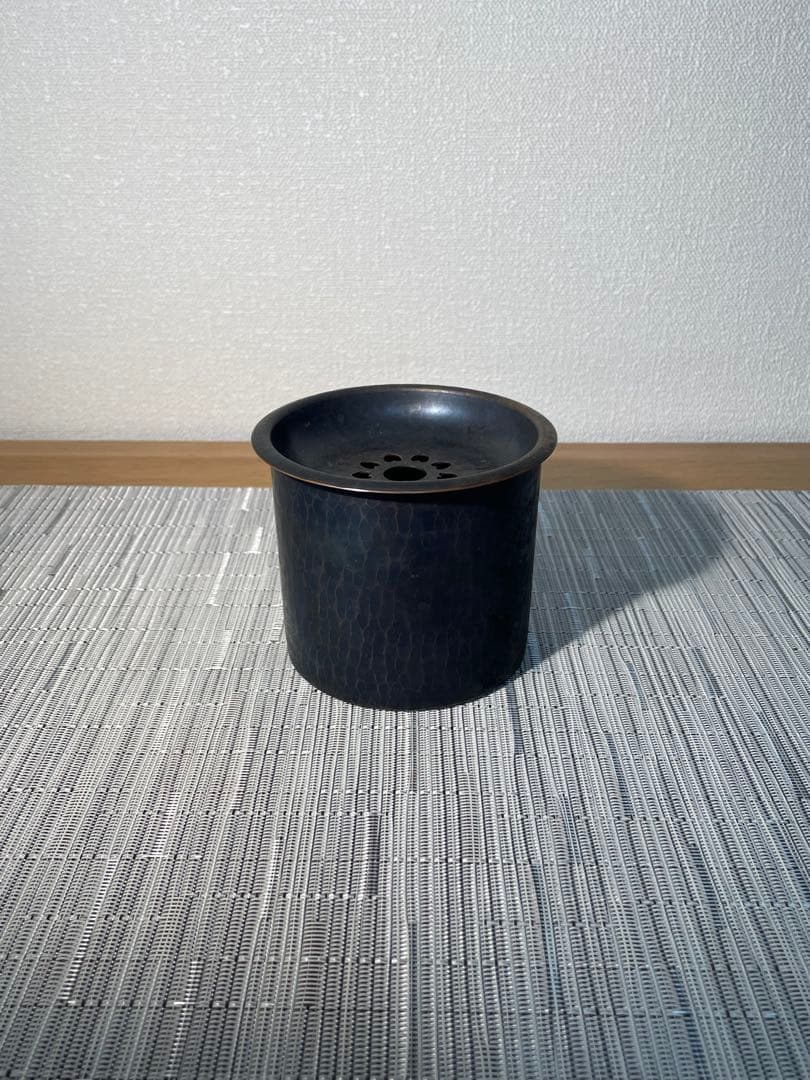 0297 玉川堂 茶こぼし 鎚起銅器 筒形蓋付建水