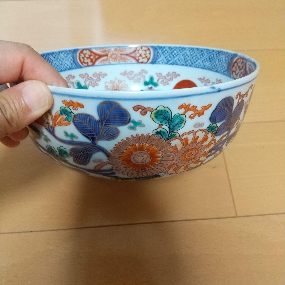 古伊万里、赤玉、金彩、丸鉢、１９センチ