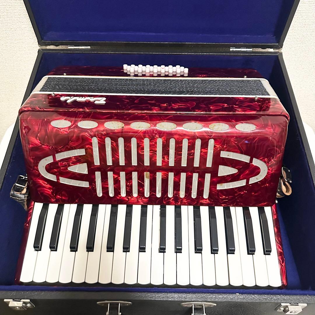 TOMBO トンボ アコーディオン No.320 赤パール 32鍵 ハードケース