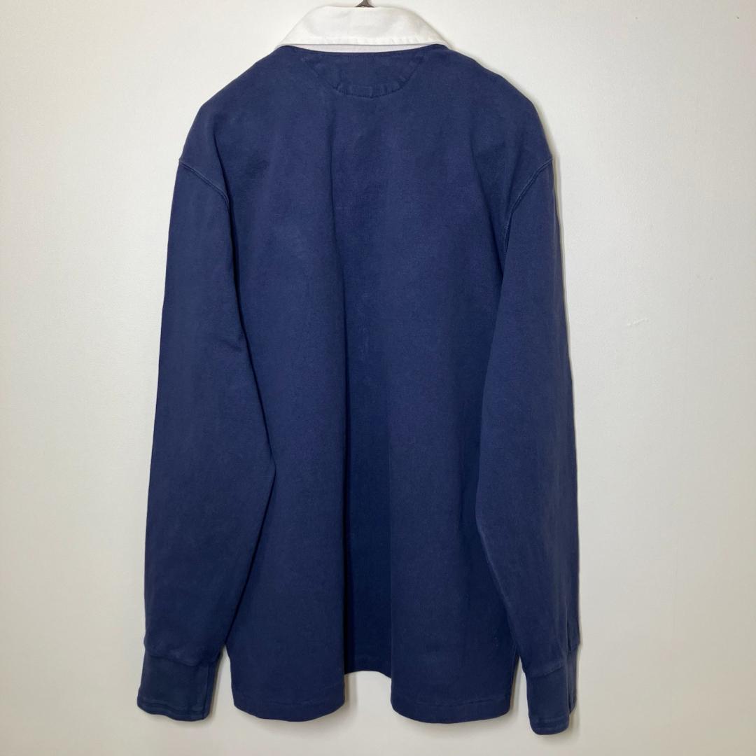【美品】古着　ラルフローレン　ラガーシャツ　クレストワッペン　ネイビー　L