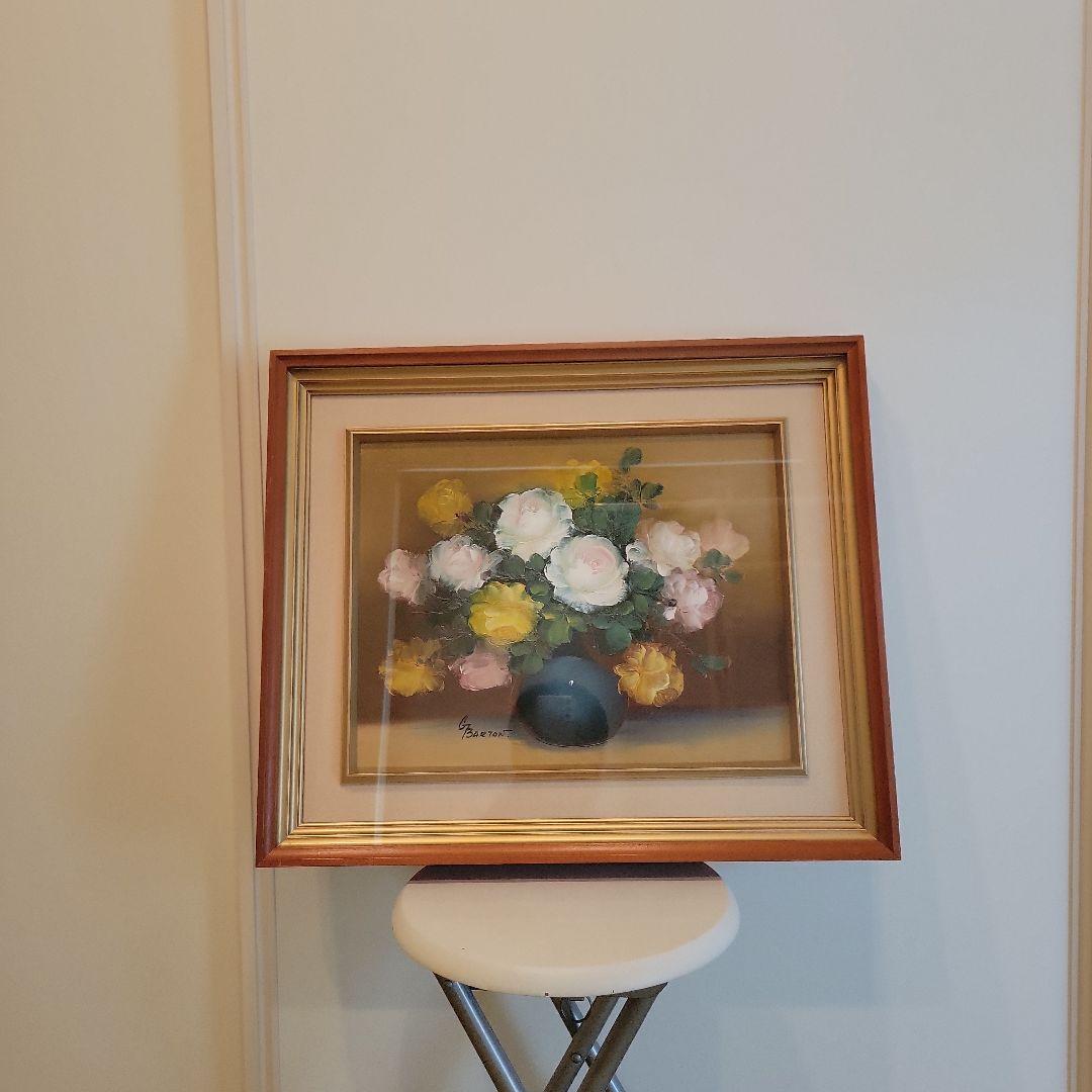 絵画　油絵　バートン　薔薇