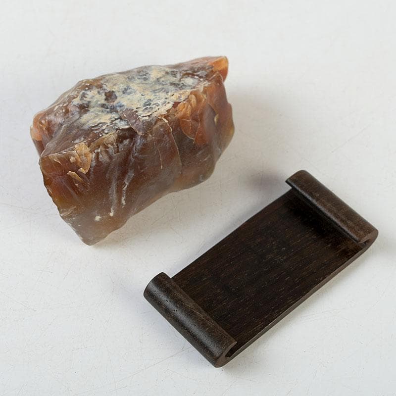 天然石　鑑賞石　瑪瑙　原石　唐木台付　置物　Z　8612
