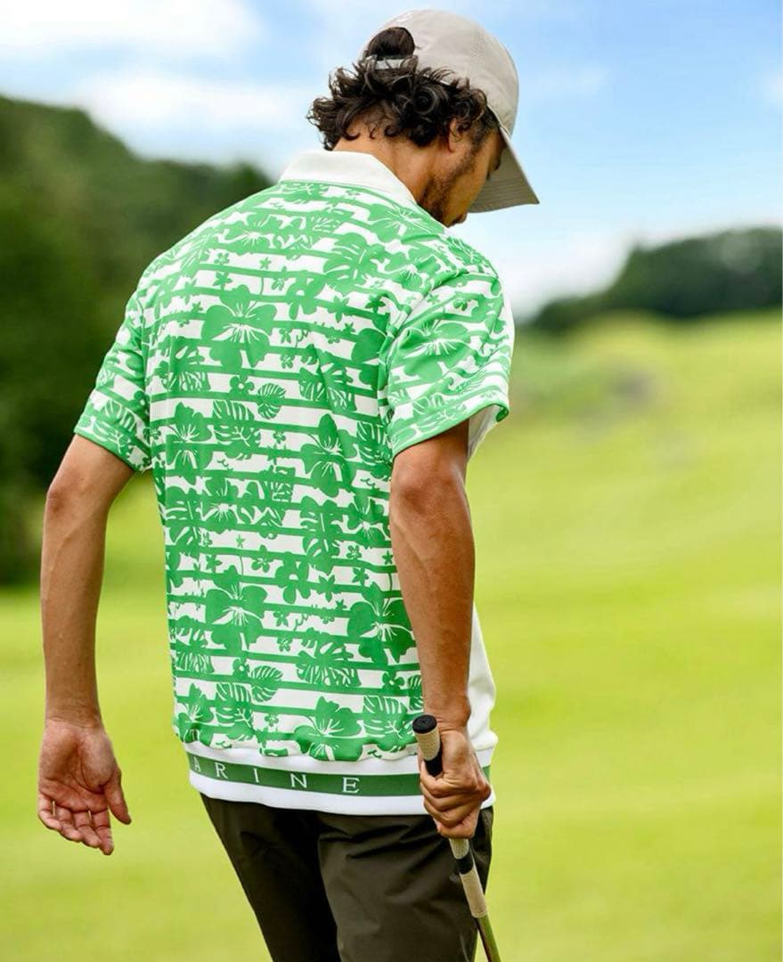 mute MARINE golf ヘムリブ ポロシャツ (ボタニカル) M