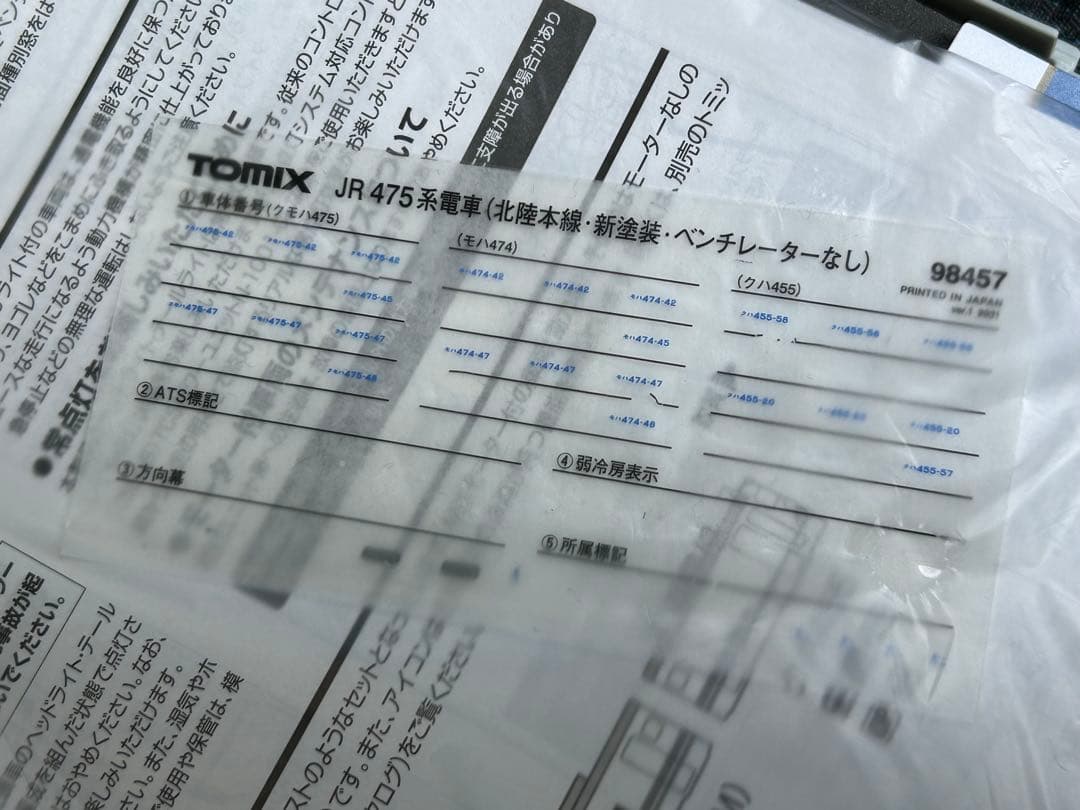 鉄道模型　Nゲージ　TOMIX 98457 北陸本線　475系　新塗装