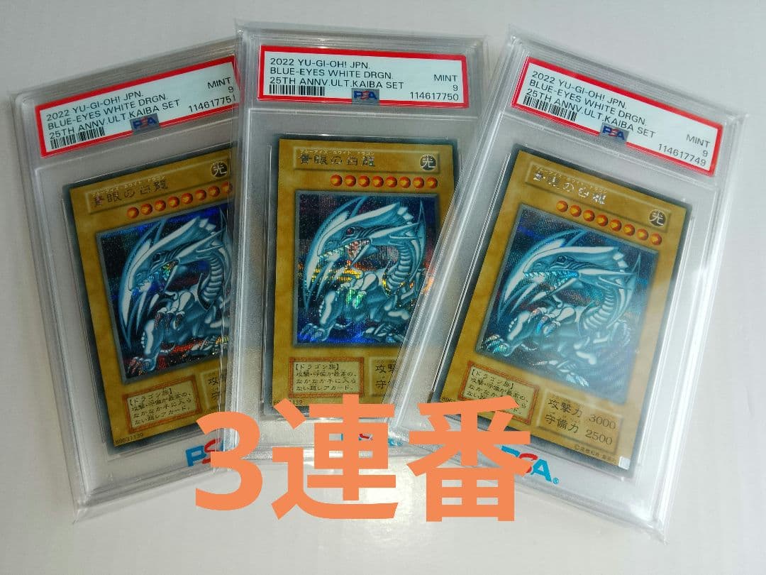 青眼の白龍 シークレット 海馬セット PSA9 3連番 シクブル
