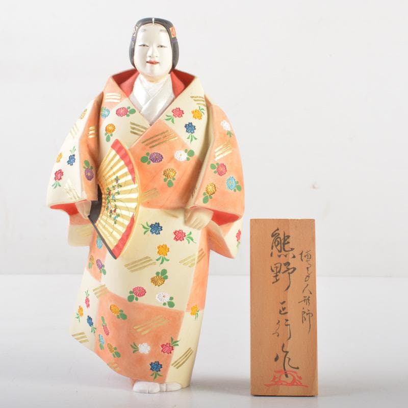 筑前博多人形　能人形　国崎正行作　熊野　台・札・ガラスケース付　C　5405A