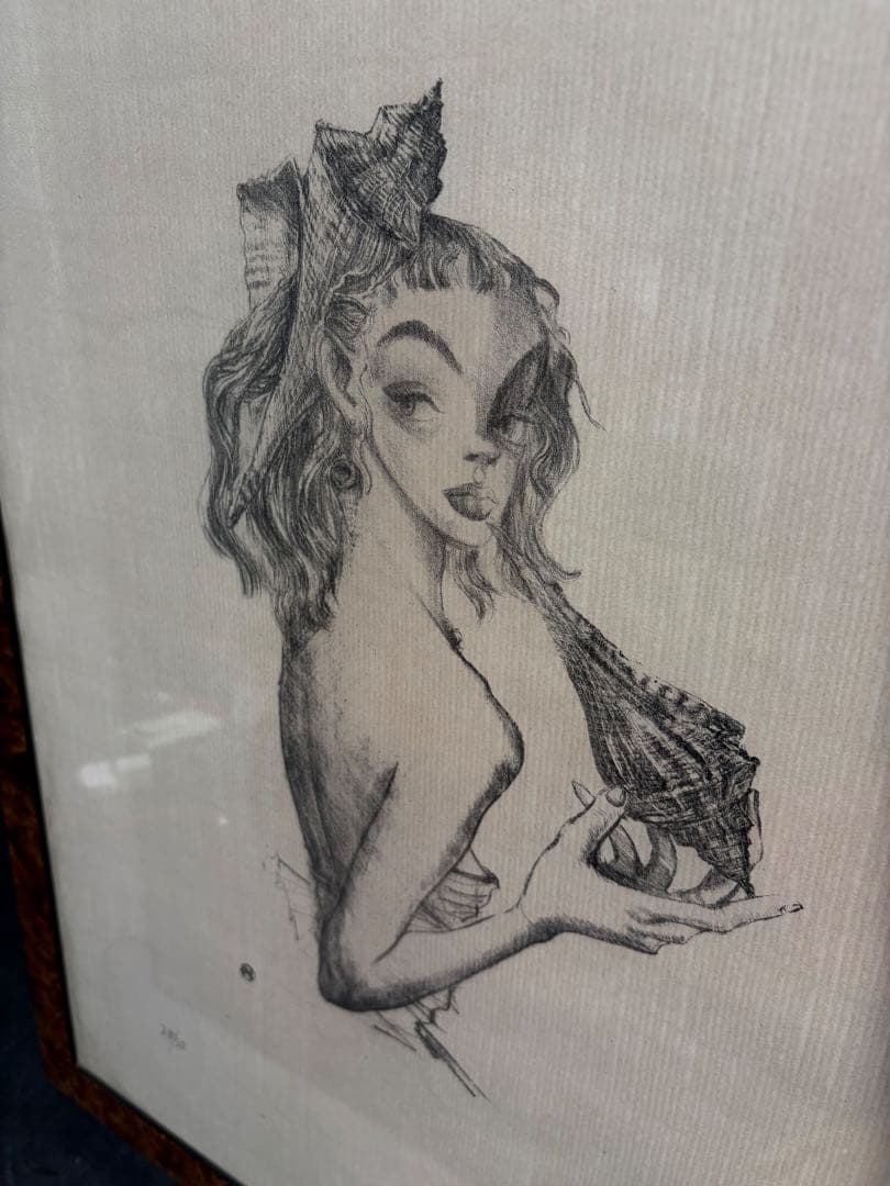 金子國義　貝殻と少女　リトグラフ