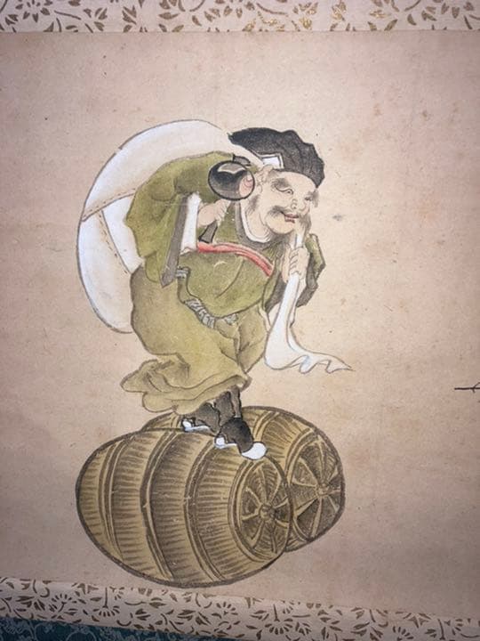 [特価]希少　恵比寿様大黒様祝福舞掛軸