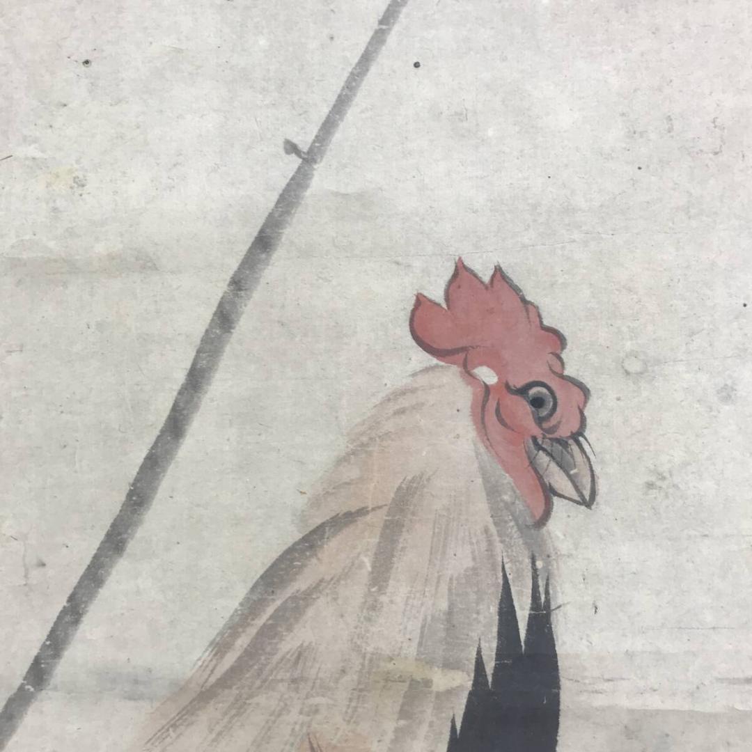 模写/松村呉春/鶏図/トリ図/花鳥図/掛軸☆宝船☆AH-764