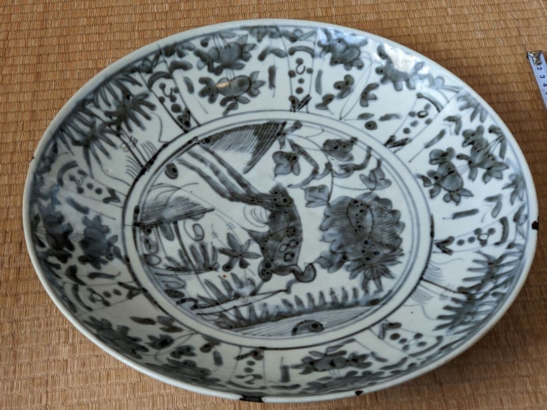 ♦中国陶磁 猿草花文 呉州手 染付大皿 明時代末 漳州窯 青花磁器 古美術骨董品