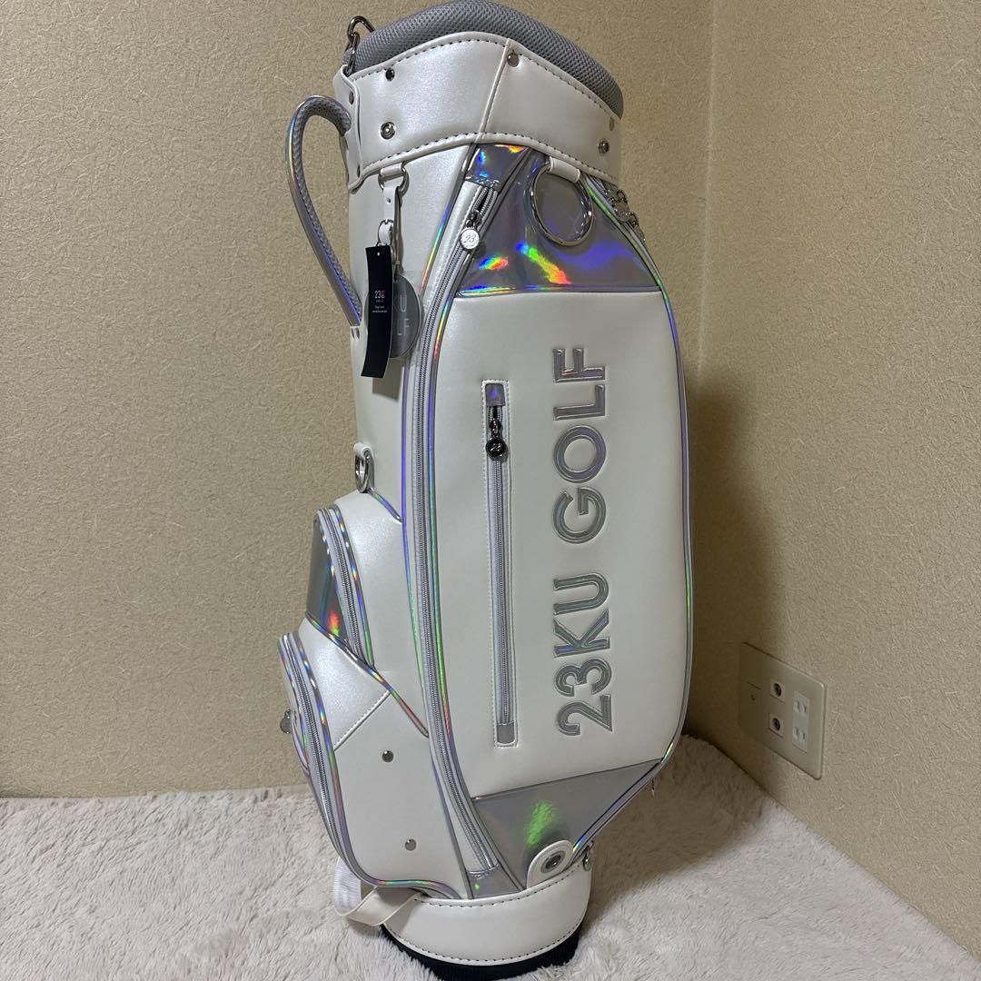 【新品未使用品】23KUGOLF キャディバッグ ホワイト　ホログラム　白