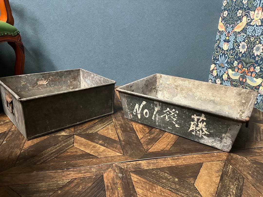 鉄製 コンテナ ビンテージ ヴィンテージ ボックス セット ガーデニング