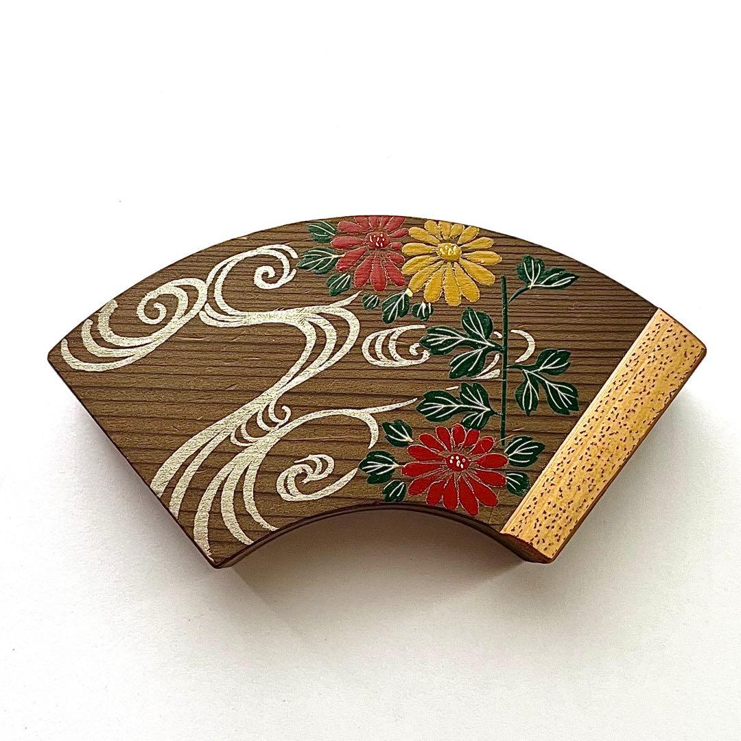 ●神代杉●扇面●香合●菊に流水●蒔絵●茶道●早見征一●秋