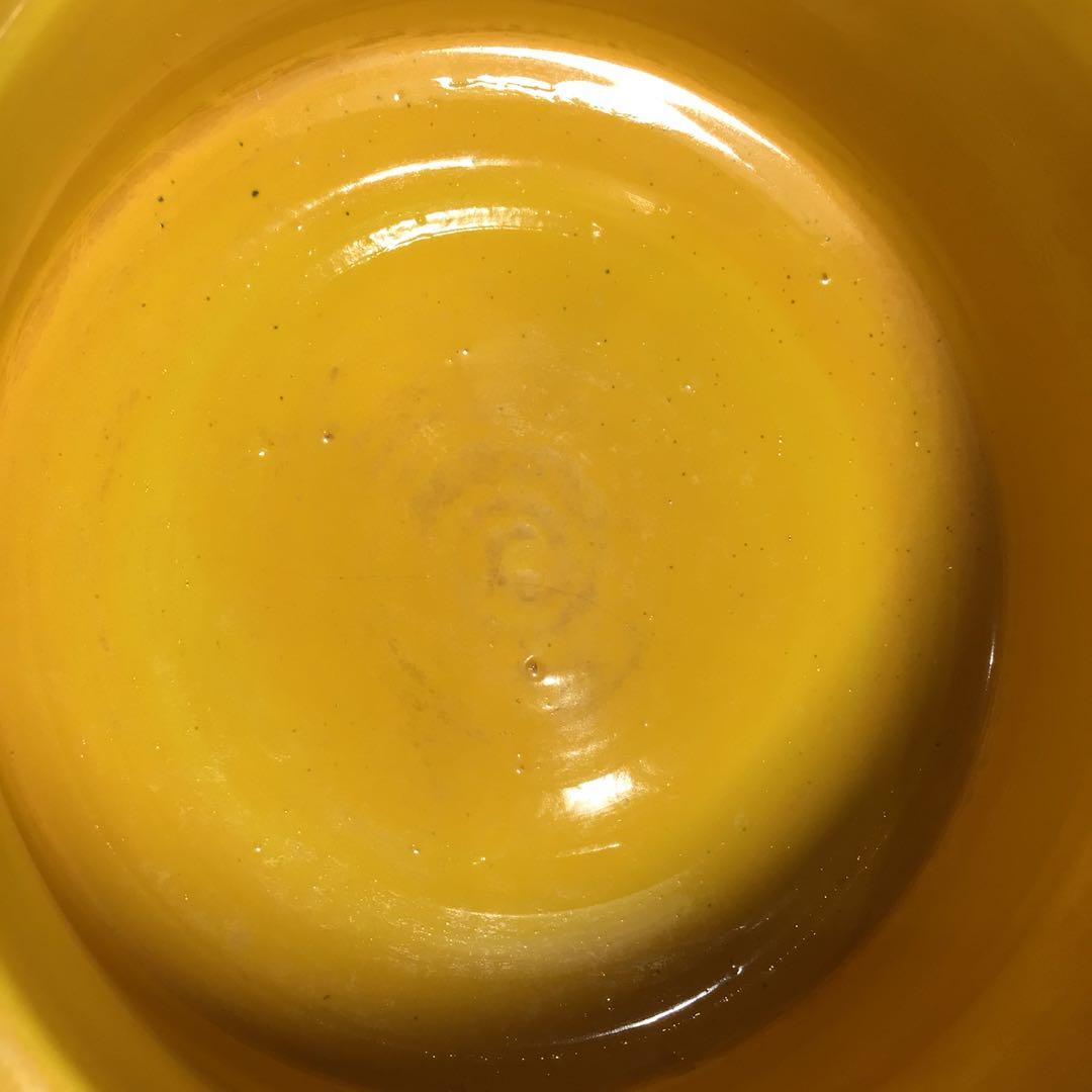 Ｎ４２１　皆具　『高野昭阿弥造』『黄交趾扇面文』『水指　建水　蓋置　杓立』　共箱