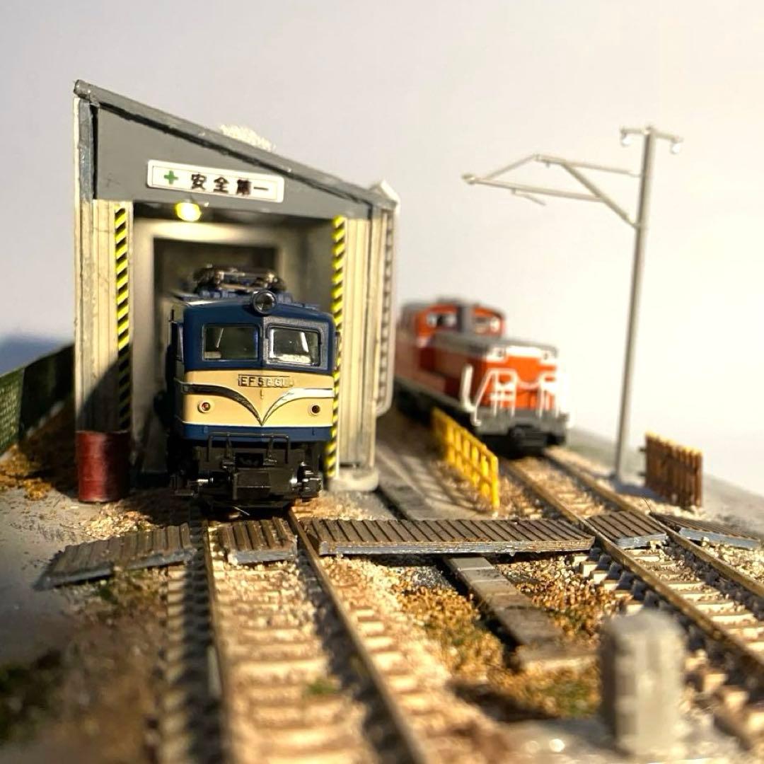 Nゲージ　ジオラマ　鉄道　模型　機関区　LED照明付き