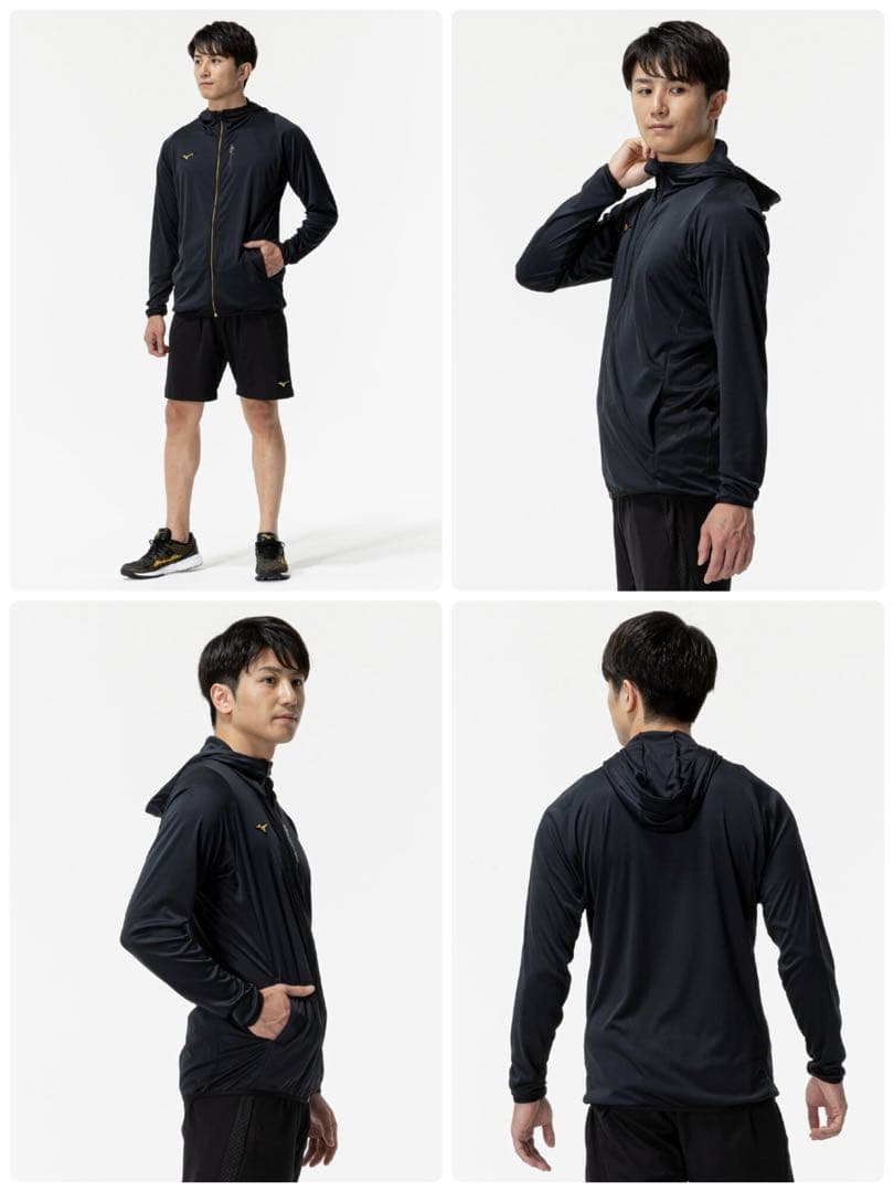 【ミズノプロ】フルZIPフーディ(薄手) ブラック XO 12JECK75
