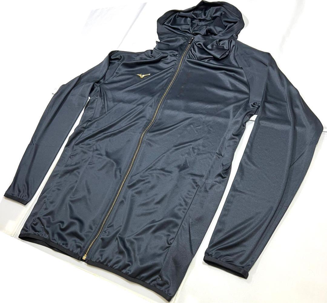 【ミズノプロ】フルZIPフーディ(薄手) ブラック XO 12JECK75