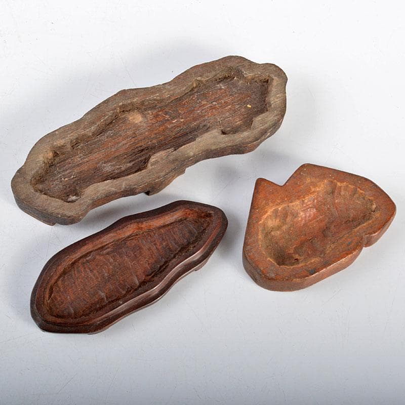 天然石　鑑賞石　太湖石　霊壁石　置物　台付　3点まとめて　V　R4367