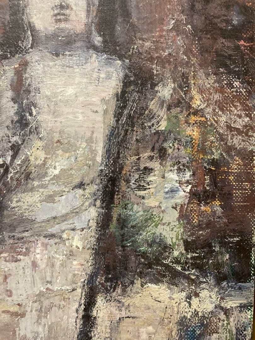 油彩 油絵 石仏【山本吉雄】 『美術大鑑』•『美術年鑑』日展特選 P4号