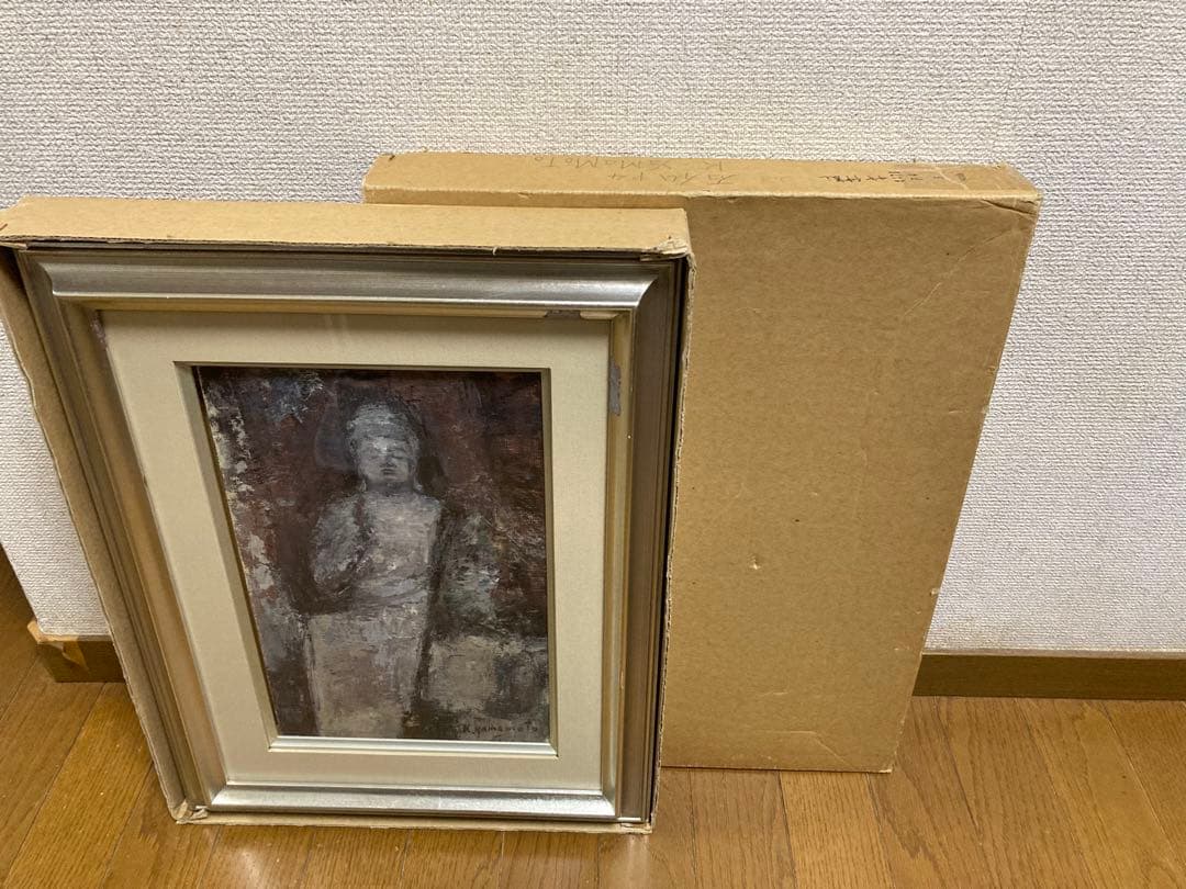 油彩 油絵 石仏【山本吉雄】 『美術大鑑』•『美術年鑑』日展特選 P4号