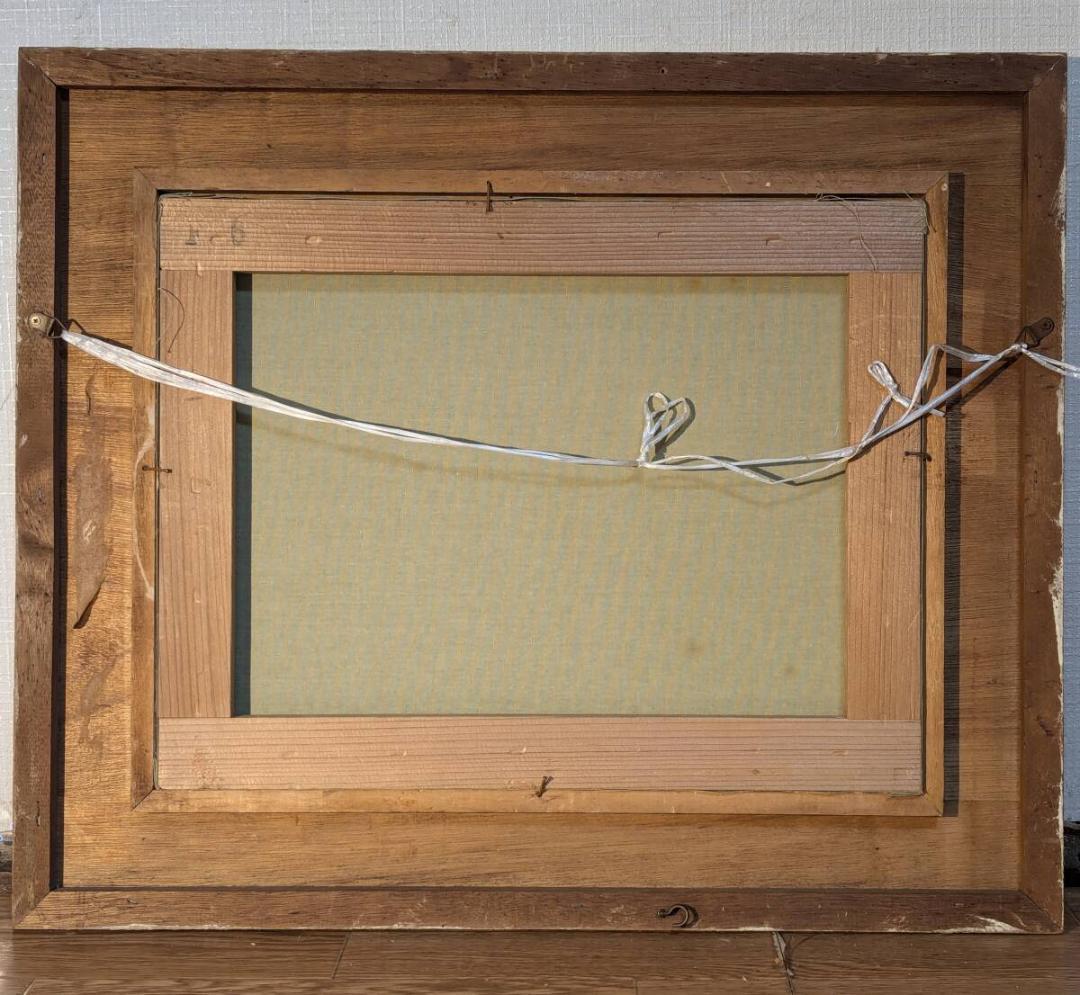 【真作】絵画　油彩6号　街のにぎわい　都市風景　印象派風　都会の情景　W137