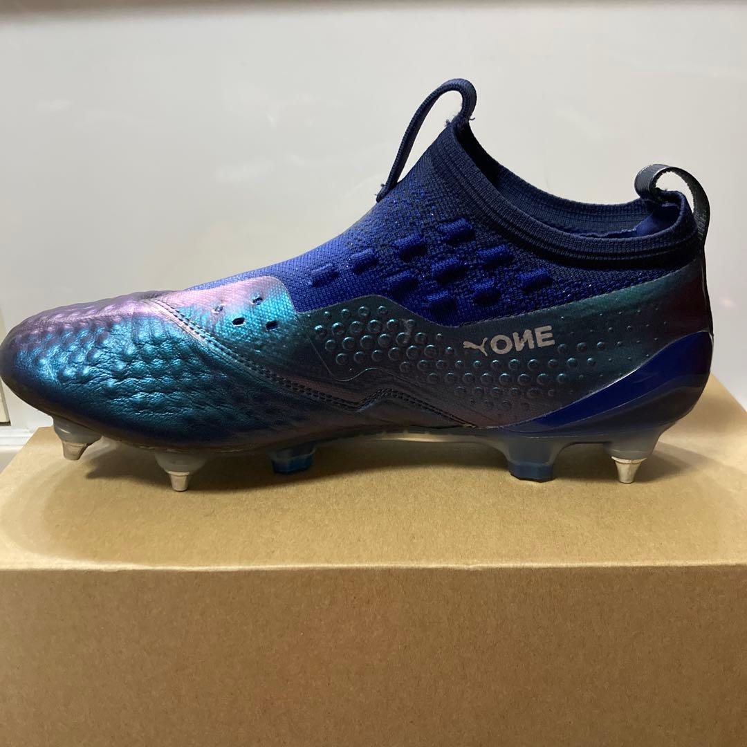 PUMA プーマ　ワン 1 レザー MX SG(ブルー×シルバー)