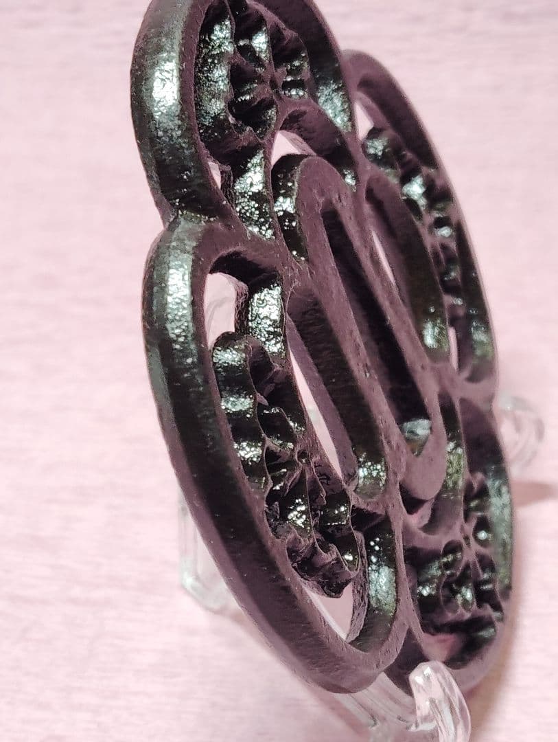 刀装具 鐔 鍔 無銘 鉄地 花菱図 木瓜形鐔 時代物