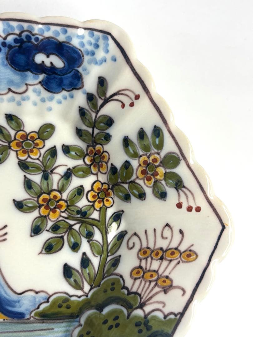 オランダ　マッカム焼き　MAKKUM 2羽の鳥　蝶　花　雲　壁掛け　壁飾り