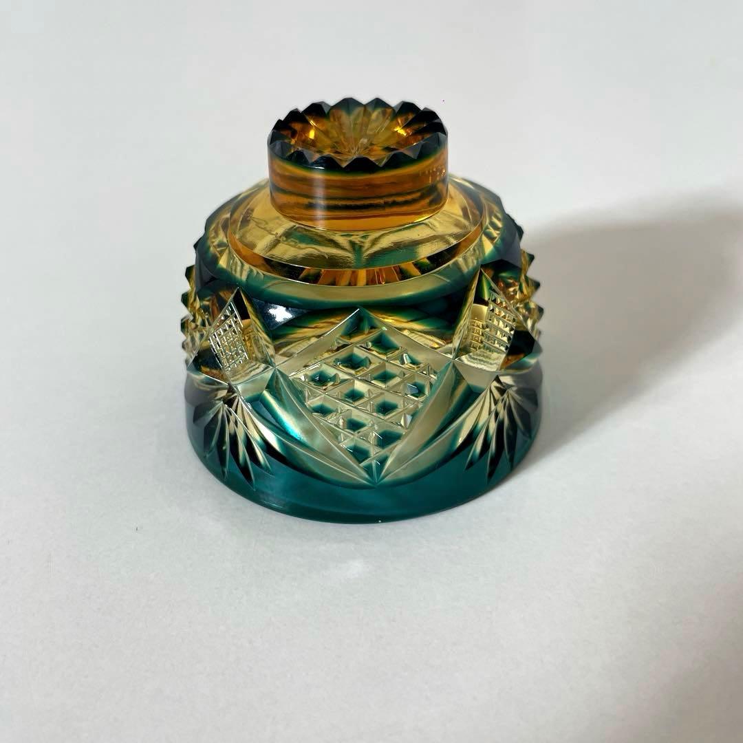 #XG331 ガラス工芸作家・黒木国昭・綾切子・銘「猪口」・骨董・アンティーク