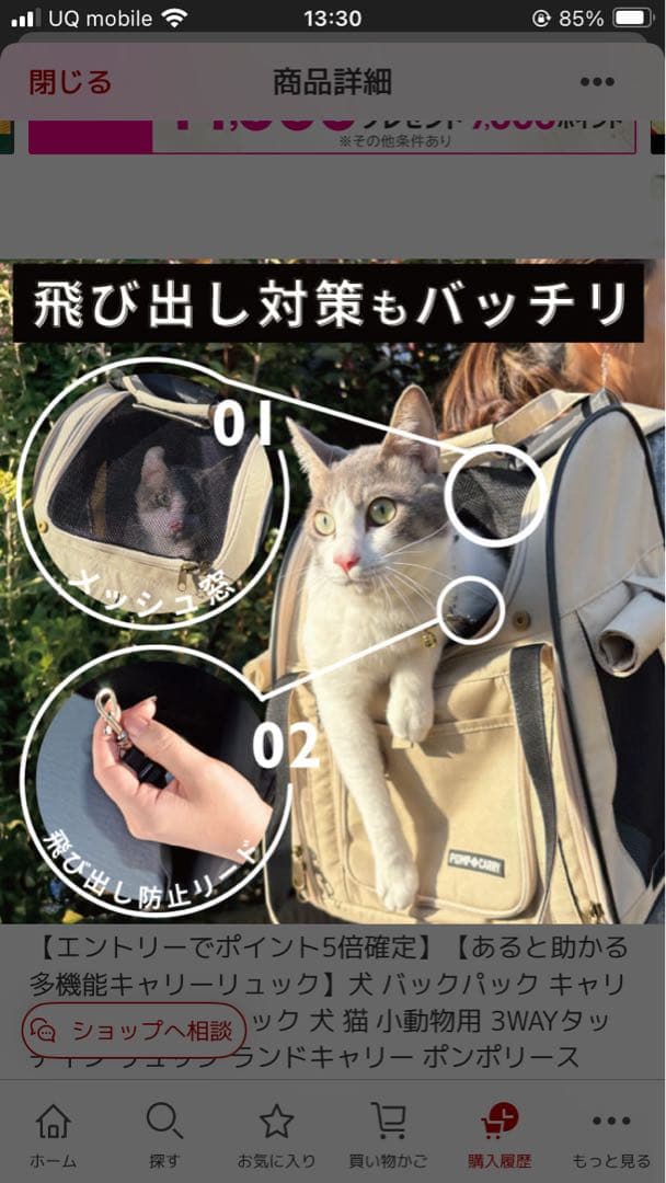 3WAYタッチイン リュック パノラマビュー ランドキャリー