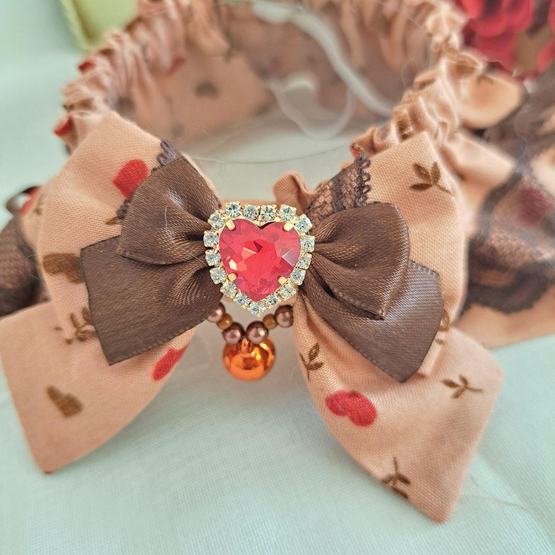 はる、幅広シュシュ、ミルクブラウン、わんちゃん猫ちゃん用