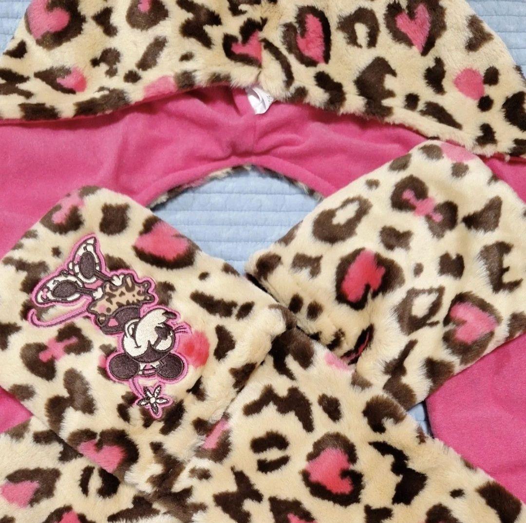 ディズニー　ミニー マフラーキャップ　ヒョウ柄　レオパード　ファンキャップ