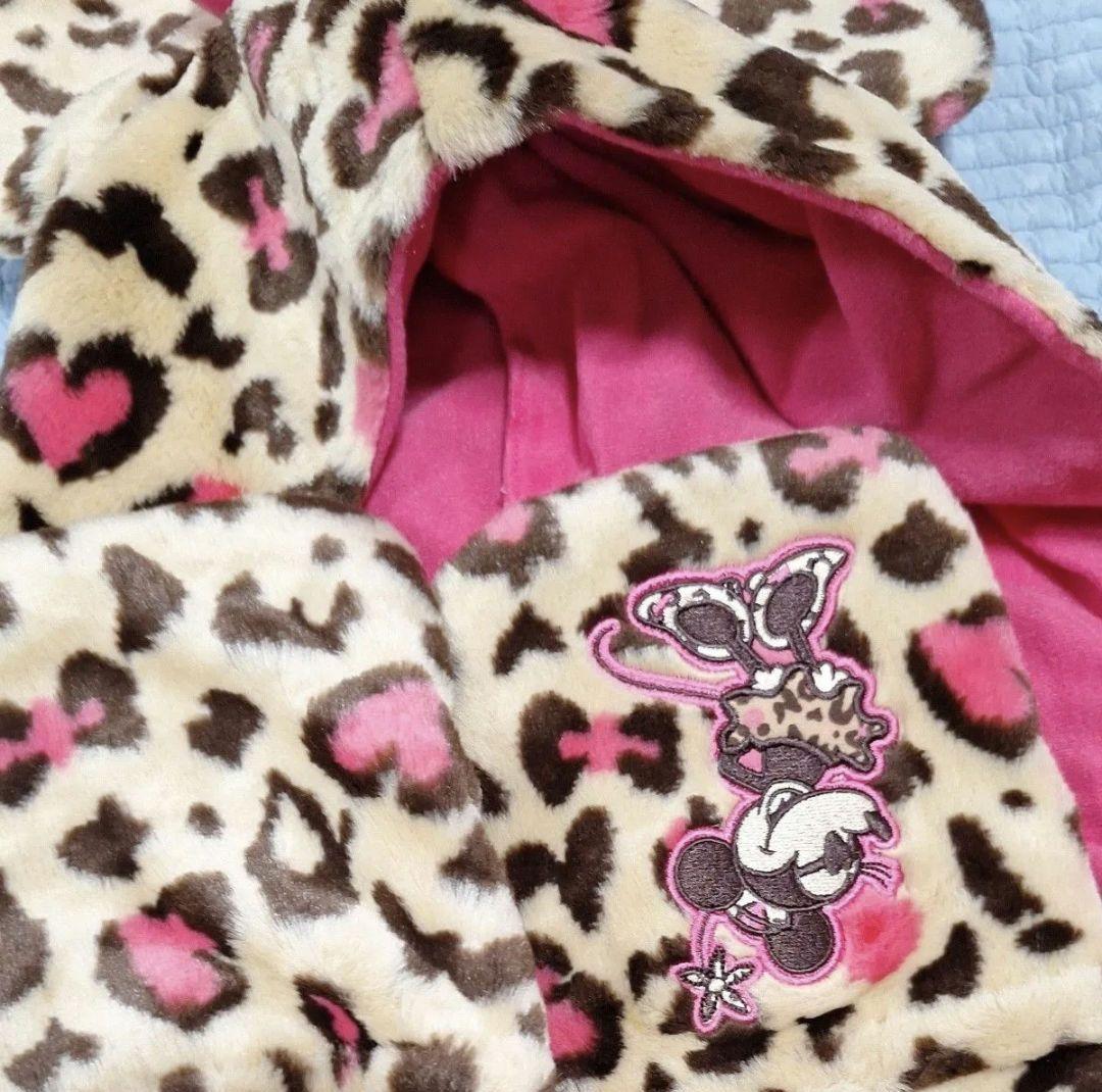 ディズニー　ミニー マフラーキャップ　ヒョウ柄　レオパード　ファンキャップ