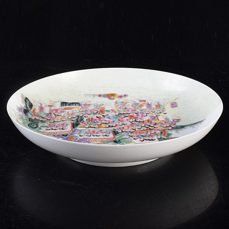 中国　乾隆年製款　粉彩　百美図盤　皿　M　R8820