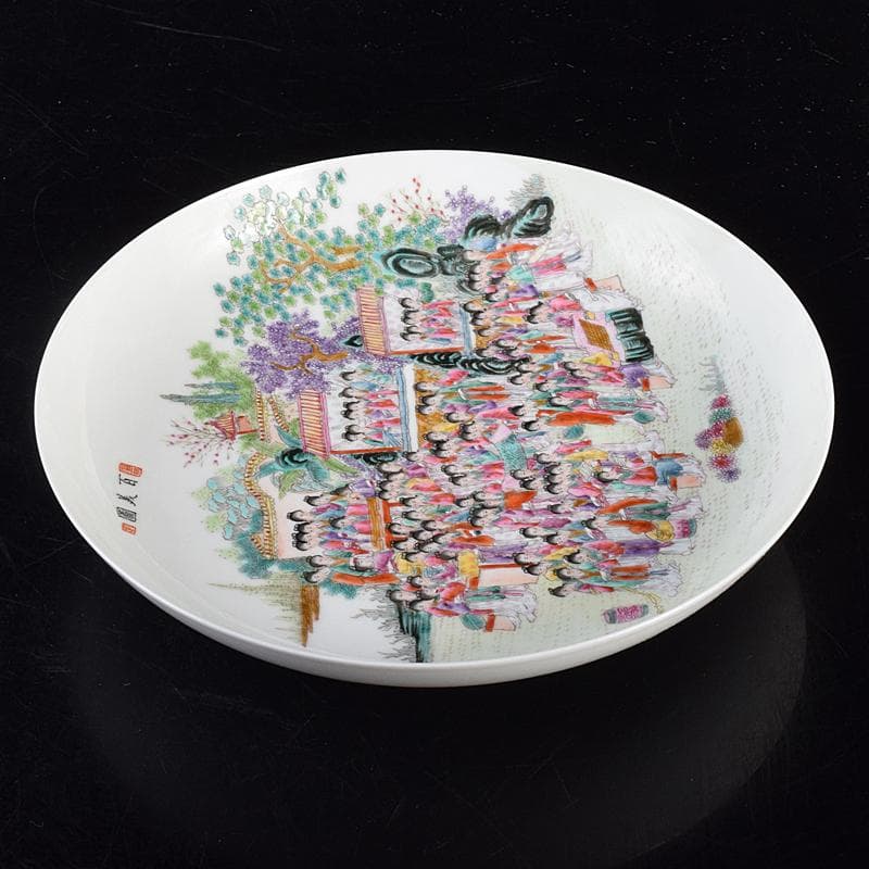 中国　乾隆年製款　粉彩　百美図盤　皿　M　R8820