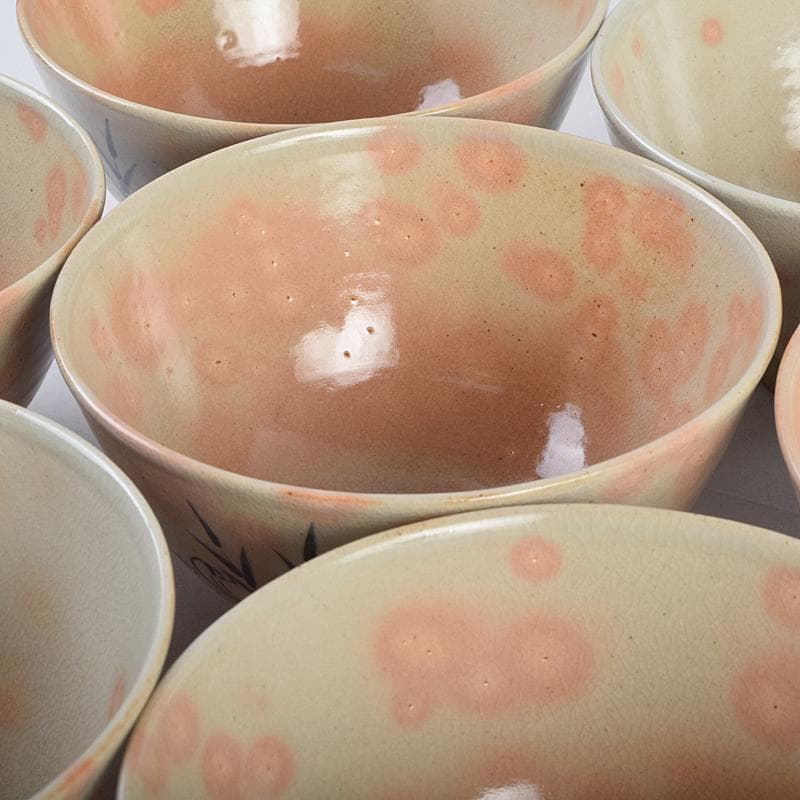 まーぶー　和食器萬古焼八幡窯　水車文数茶碗　十四客　共箱　M　R9415B