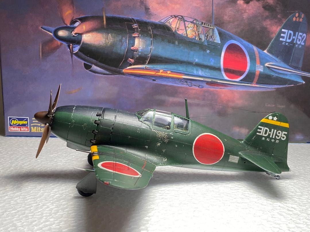完成品　ハセガワ　1/48 局地戦闘機 雷電 21型　撃墜王　赤松中尉
