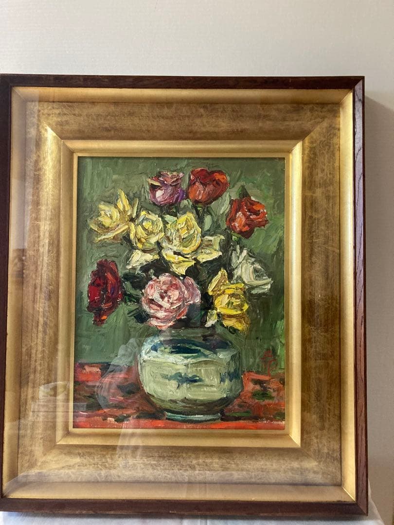 萩谷巌　油彩画『薔薇』