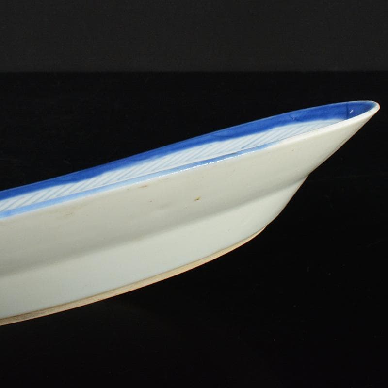 中国　青花　山水文盤　皿　直径約24.5cm　皿立付　V　R6420B