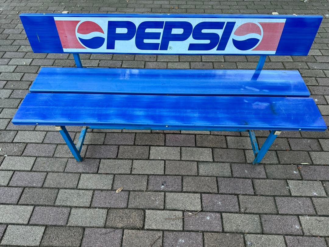 ペプシ PEPSI 屋外 大型ベンチ 青 現状渡　前橋市引取、近隣配送可