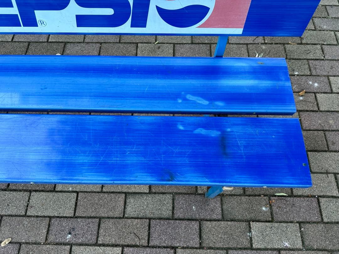 ペプシ PEPSI 屋外 大型ベンチ 青 現状渡　前橋市引取、近隣配送可