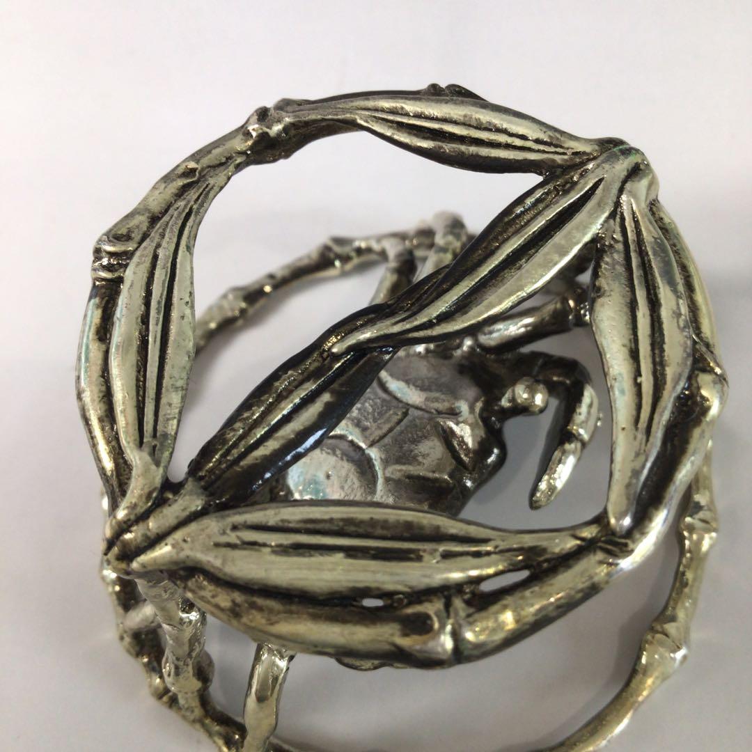 Ｒ９２６　蓋置　『唐銅』『藤井宗喜造』『笹蟹蓋置』　共箱　茶道具