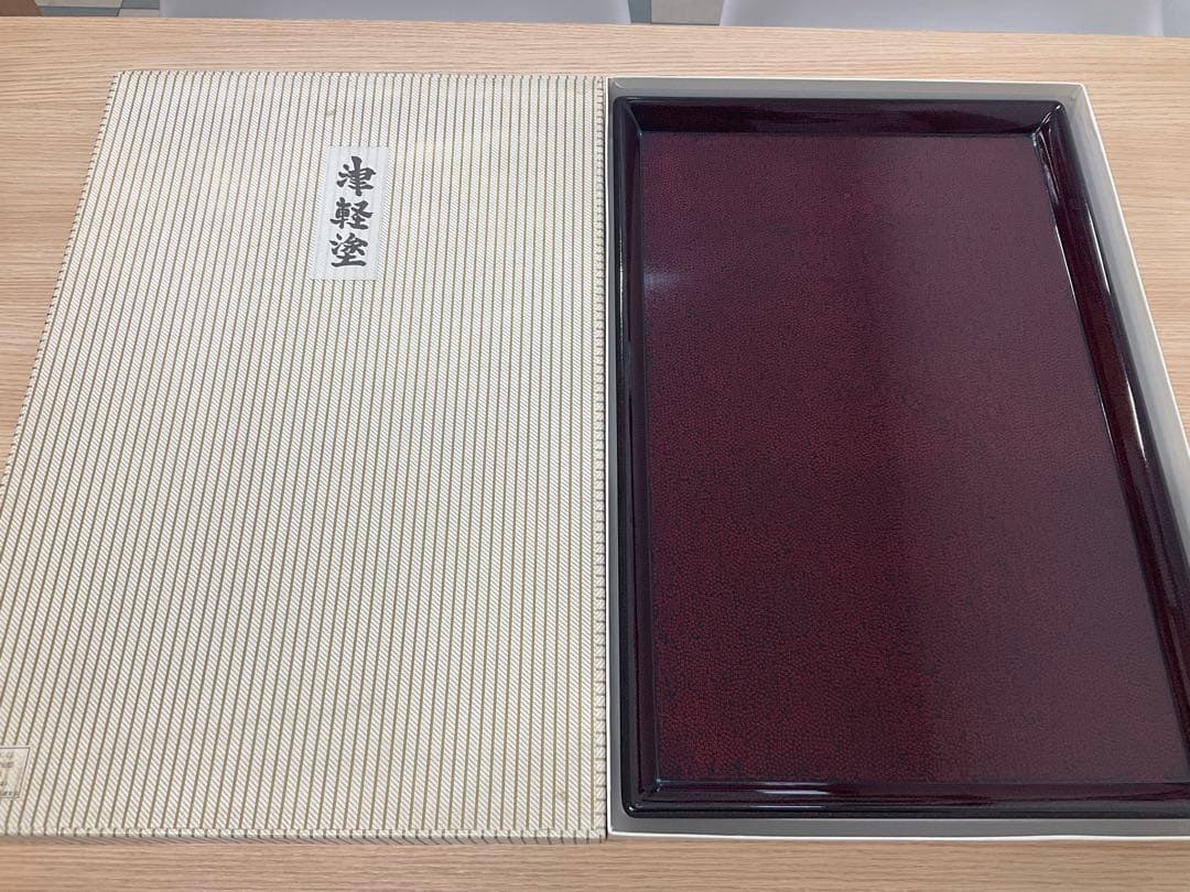 津軽塗　七々子塗　朝顔盆　黒（赤種）