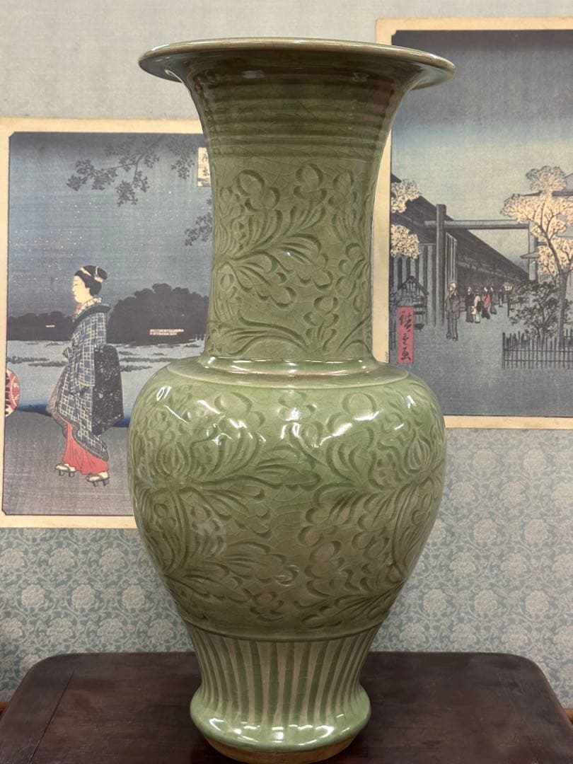 龍泉窑大瓶 置物 中国古美術