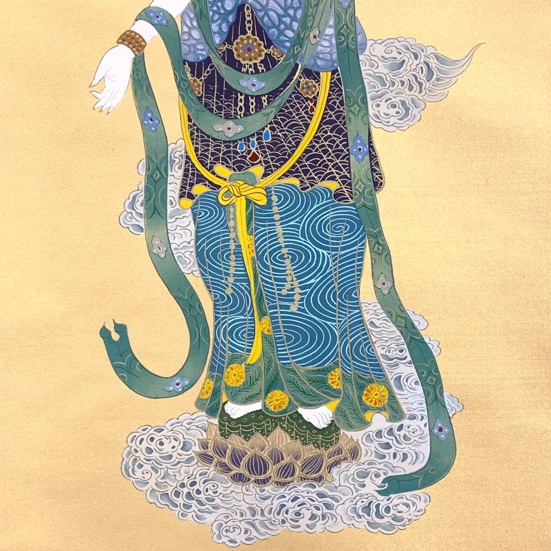 掛軸 国井道成 寿観音 共箱 仏事 仏像 3-34