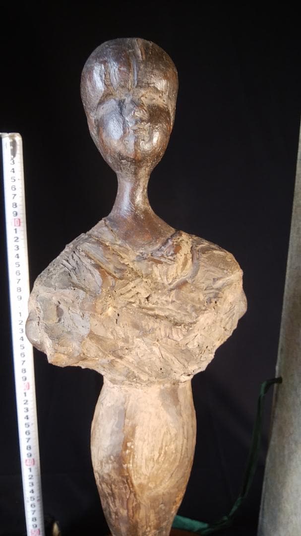 松本作【乾漆少女像】高５９cm◆木箱付き◆古代銅像様ブロンズ彫刻風裸婦ドール人形