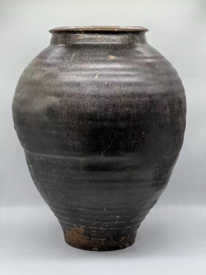 宋時代　贛州窯黑陶大壺 黑陶大瓶 李朝15世紀　高麗　黒陶大壺(B-52)