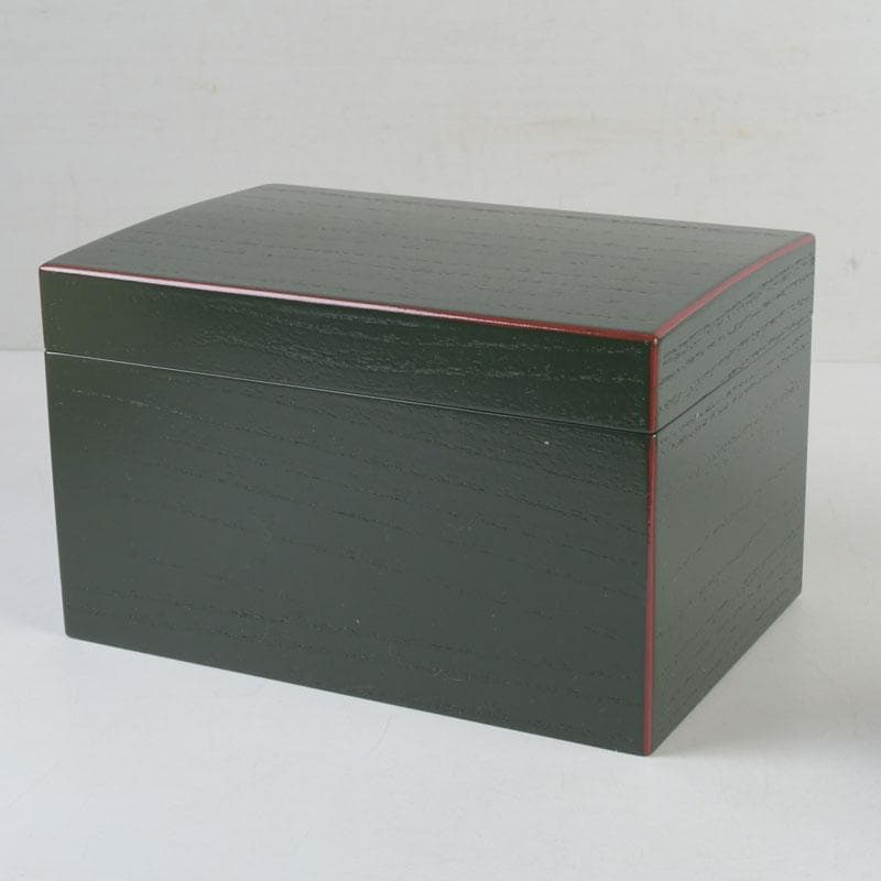 茶道具　桐木地本漆塗　青漆爪紅　利休茶箱　茶碗　棗など　七点　一式　M　9738